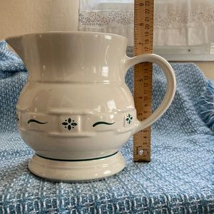 Longaberger large 10 cup pitcher. 7 1/2 inches tall. Holds 10 cups